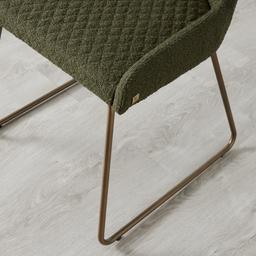 Quinn Olive Green Boucle Dining Chair  - Brass Colour Legs