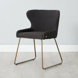 Quinn Charcoal Boucle Dining Chair - Brass Colour Legs