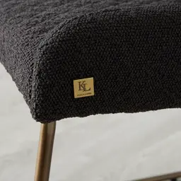 Quinn Charcoal Boucle Dining Chair - Brass Colour Legs