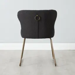 Quinn Charcoal Boucle Dining Chair - Brass Colour Legs