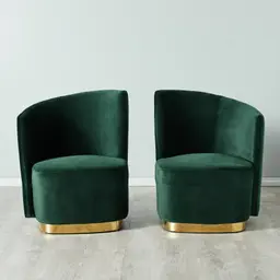 Reina Asymmetrical Pine Green Velvet Chair - Right Apex