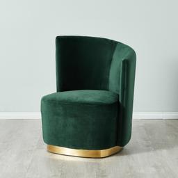 Reina Asymmetrical Pine Green Velvet Chair - Right Apex