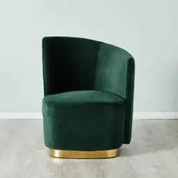 Reina Asymmetrical Pine Green Velvet Chair - Right Apex