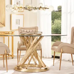 Louisa Brushed Gold Dining Table 