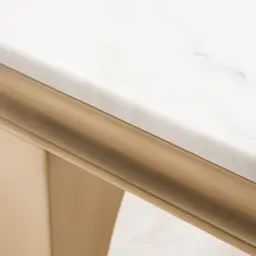 Melody Natural White Marble Dining Table - Brushed Champagne Gold Stainless Steel Legs 200cm x 100cm