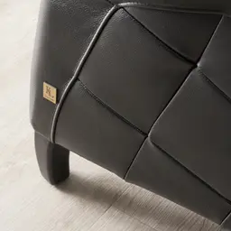 Regal Black Leather 3-Seater Sofa