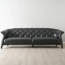 Regal Black Leather 3-Seater Sofa