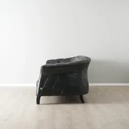 Regal Black Leather 3-Seater Sofa