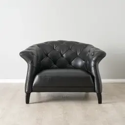 Regal Black Leather Single Seat Sofa