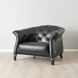 Regal Black Leather Single Seat Sofa