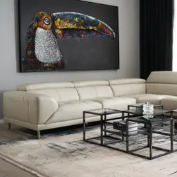 Fortitude II Cream Leather Corner Lounge 