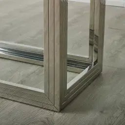 Titus Stainless Steel Dining Table - Smoke Green Glass Top