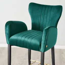 Valerie Peacock Blue Velvet Bar Stool 