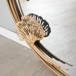 Round Gold Ginkgo Mirror