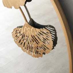 Round Gold Ginkgo Mirror