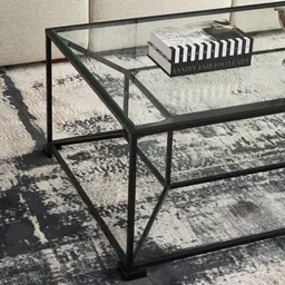 Laila Glass Coffee Table  - Black Iron Frame
