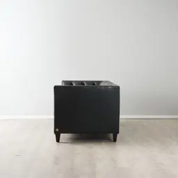 Russell Black Leather 3-Seater Sofa 