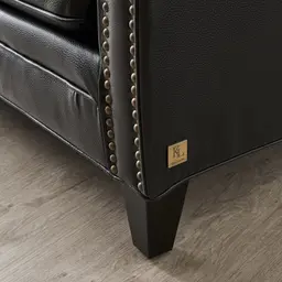 Russell Black Leather 3-Seater Sofa 