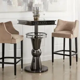 Simone Black Velvet Bar Stool - Silver Accessories
