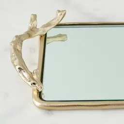 Golden Branch Mirror Tray