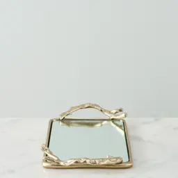 Golden Branch Mirror Tray