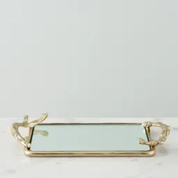 Golden Branch Mirror Tray