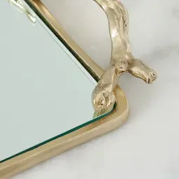 Golden Branch Mirror Tray