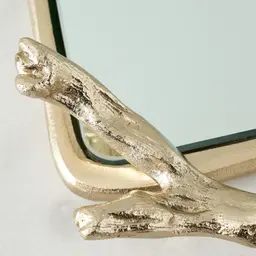 Golden Branch Mirror Tray