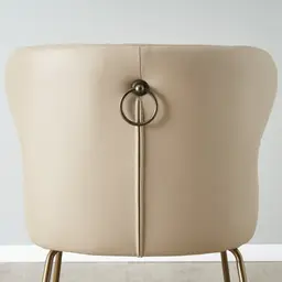 Quinn Sand Beige Vegan Leather Dining Chair - Brass Colour Legs