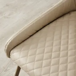 Quinn Sand Beige Vegan Leather Dining Chair - Brass Colour Legs