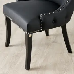 Camille II Black Vegan Leather Dining Chair 