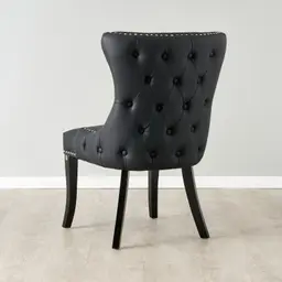 Camille II Black Vegan Leather Dining Chair 