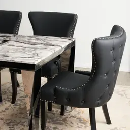 Camille II Black Vegan Leather Dining Chair 