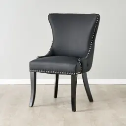 Camille II Black Vegan Leather Dining Chair 
