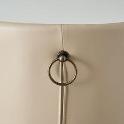 Quinn Sand Beige Vegan Leather Bar Stool  - Brass Colour Legs