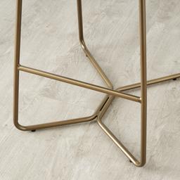 Quinn Sand Beige Vegan Leather Bar Stool  - Brass Colour Legs