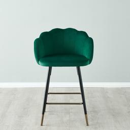 Amber Emerald Velvet Counter Stool - 64cm