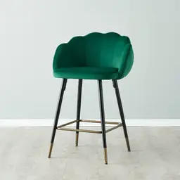 Amber Emerald Velvet Counter Stool - 64cm