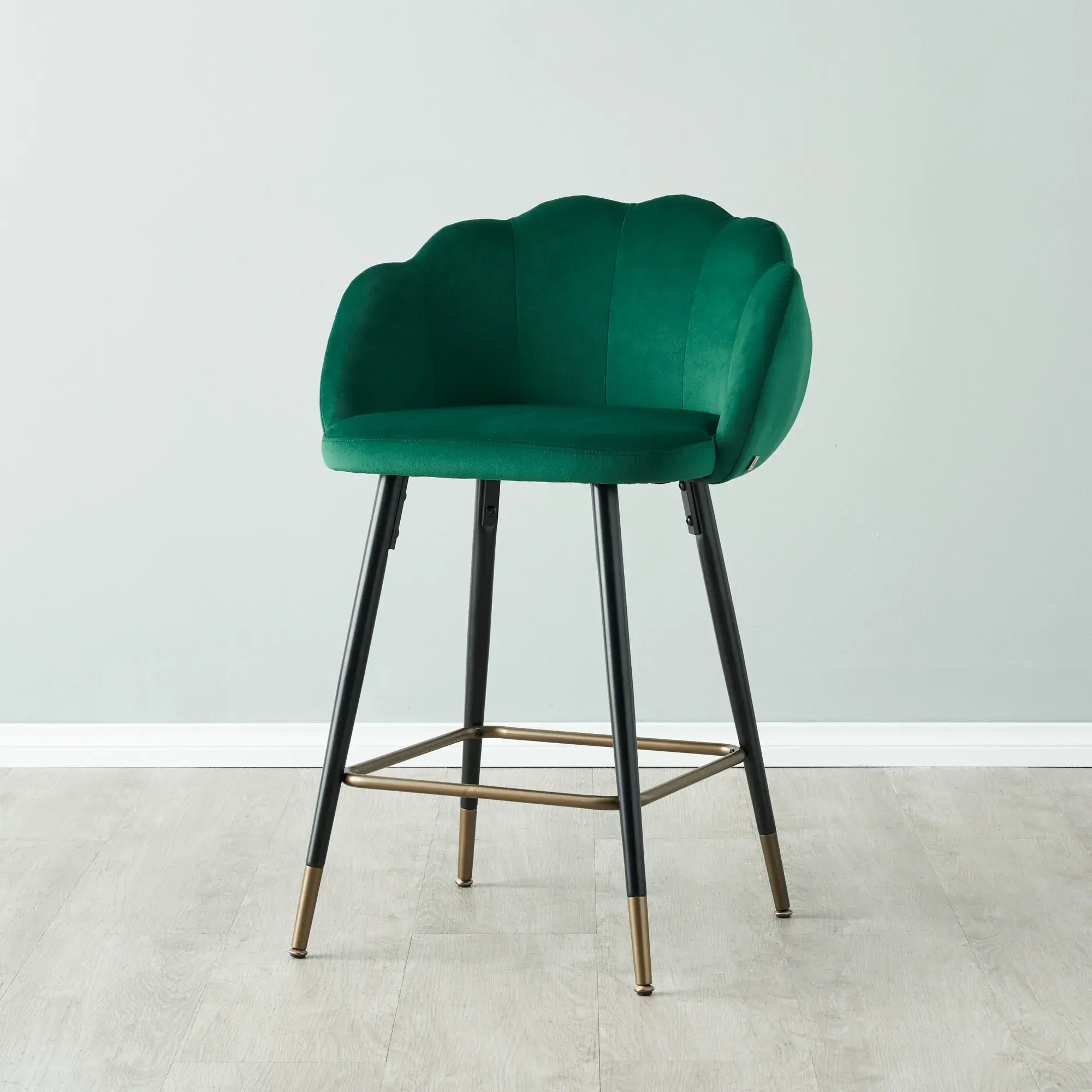 Amber Emerald Velvet Counter Stool - 64cm