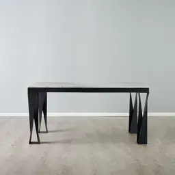 Masa Natural White Marble Dining Table  - Black Legs 150cm