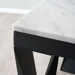 Masa Natural White Marble Dining Table  - Black Legs 150cm
