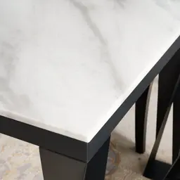 Masa Natural White Marble Dining Table  - Black Legs 200cm