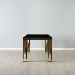 Masa Black Marble Dining Table - Brushed Bronze Legs 200cm