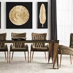 Masa Black Marble Dining Table - Brushed Bronze Legs 200cm