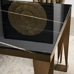 Masa Black Marble Dining Table - Brushed Bronze Legs 200cm