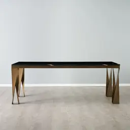 Masa Black Marble Dining Table - Brushed Bronze Legs 200cm