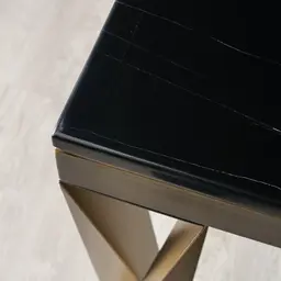 Masa Black Marble Dining Table - Brushed Bronze Legs 200cm