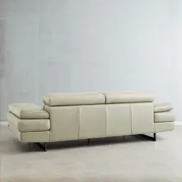 Lennox Almond Cream Leather 3-Seater Sofa