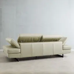 Lennox Almond Cream Leather 3-Seater Sofa