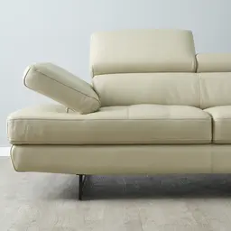 Lennox Almond Cream Leather 3-Seater Sofa